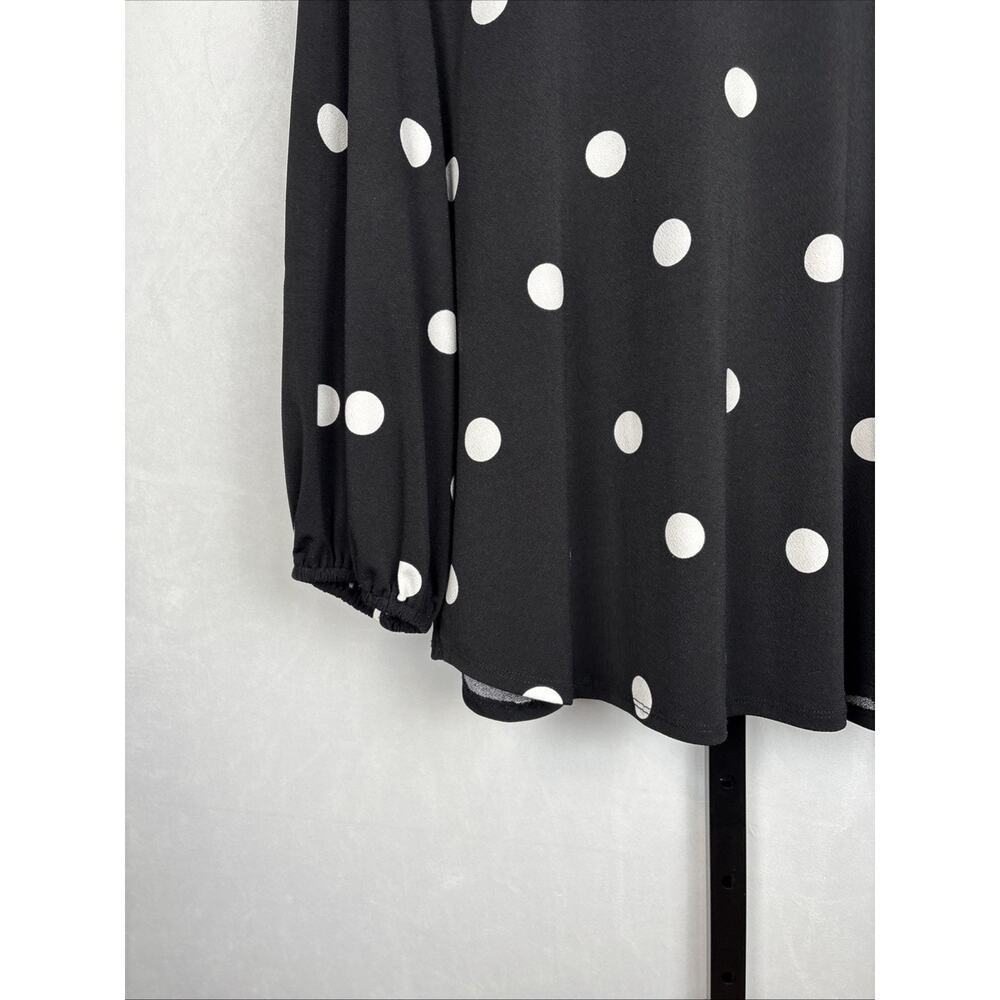 Adrianna Papell Women’s Large Black Polka Dot Blouse 3/4 Sleeve Career Flowy NEW - Picture 4 of 15
